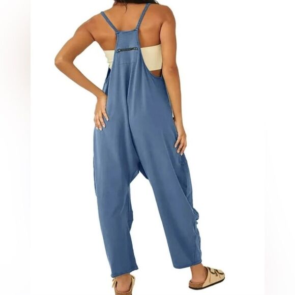 New Causal V-Neck Sleeveless Harem
Overall Jumpsuit in Blue - Picture 2 of 3